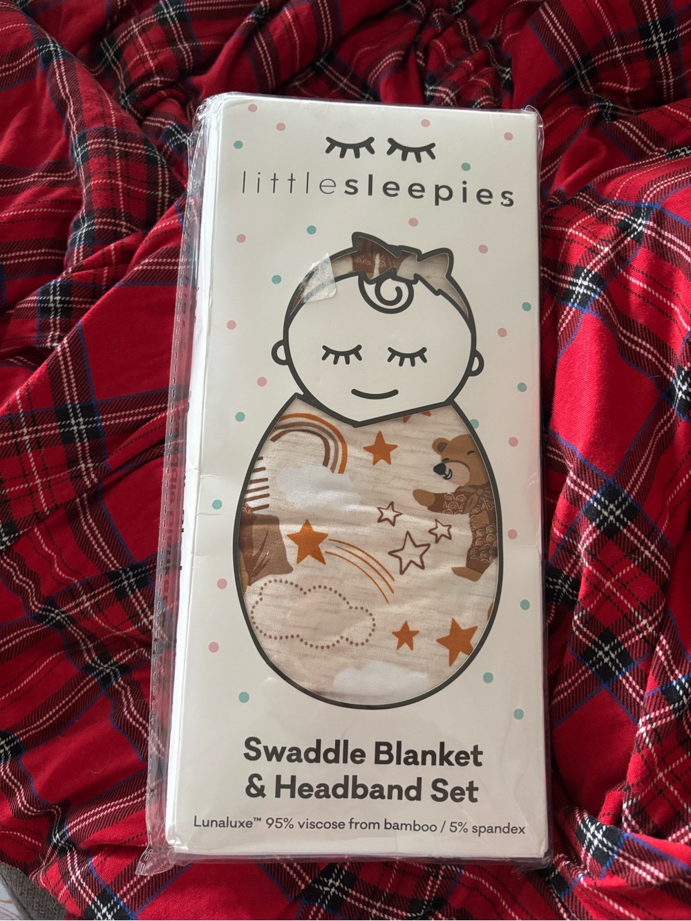 Little Sleepies Beary Dreamy Swaddle Blanket & Headband Set